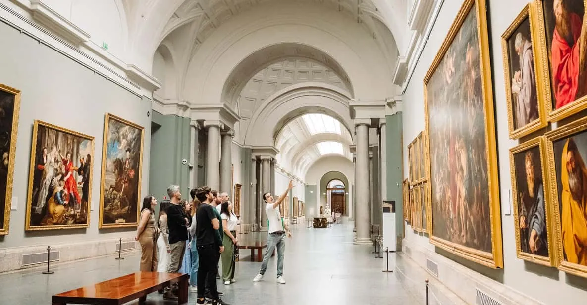 An empty gallery of Las Meninas before opening hours at the Prado, a landmark museum in Madrid, Spain