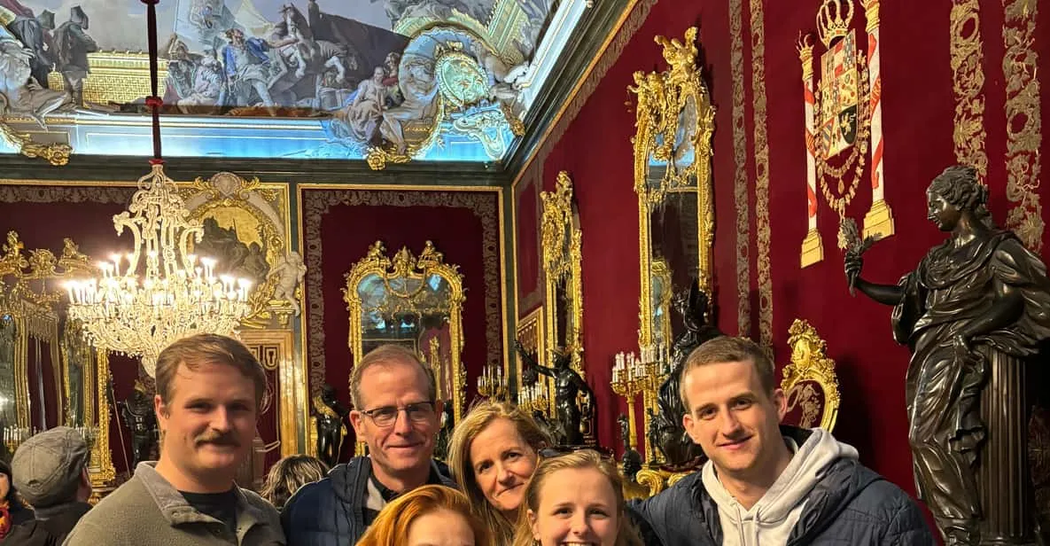 The frescoed state rooms of the Royal Palace, a museum in Madrid, Spain